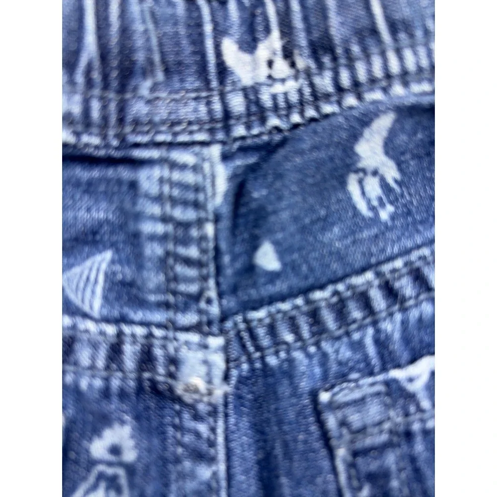 The Childrens Place Boys Blue Dinosaur Print Denim Shorts Elastic Waist 18-24M